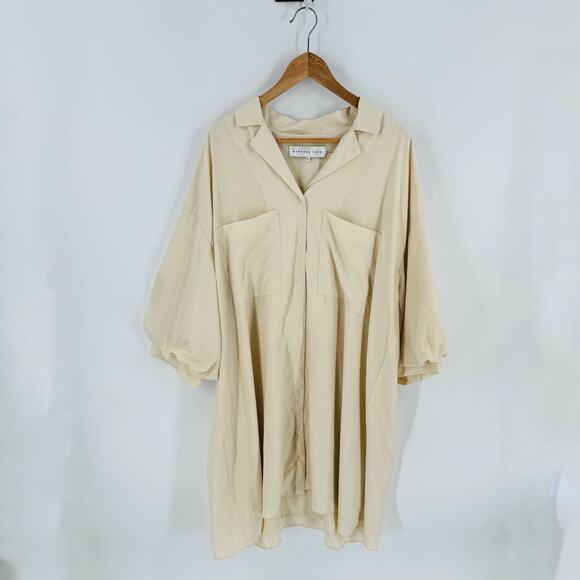 Anthropologie Endless Shirt Dress Cream Beige Button Front Size XL (No Belt) - Picture 9 of 9
